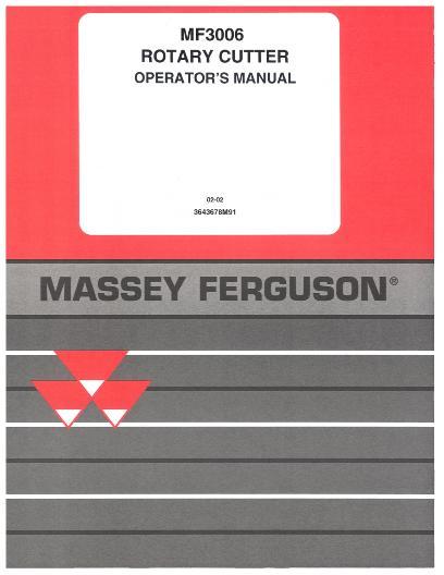 AGCO 3006 Rotary Cutter Operator Manual 3643678M91 English