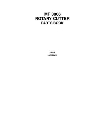 AGCO 3006 Rotary Cutter Parts Book 3643694M92 English