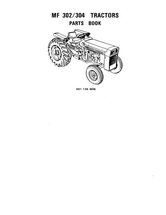 AGCO 302 304 Tractor Utility Tractor Parts Book 651135M96 English