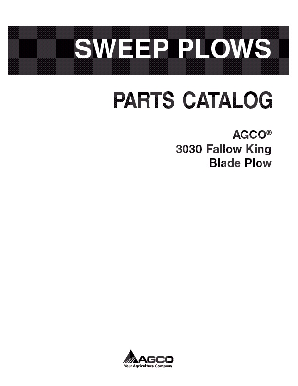 AGCO 3030 Fallow King Blade Plow Parts Book 79034109B English