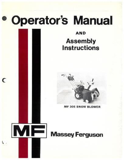 AGCO 305 Snow Blower (walk behind) Operator Manual 1448395M2 English