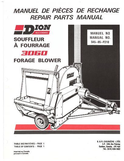AGCO 3060 Forage Blower Parts Book S4585P210 Multiple