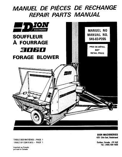AGCO 3060HD Forage Blower Parts Book S4583P205 Multiple