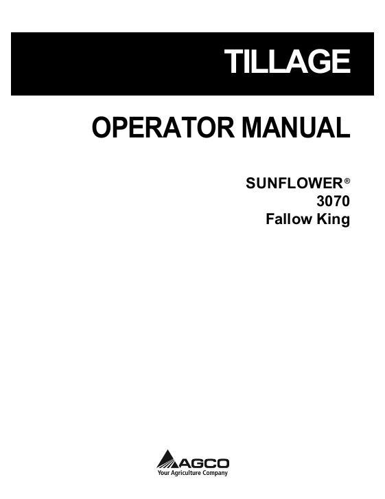 AGCO 3070 Fallow King Blade Plow Operator Manual 997294SNC English