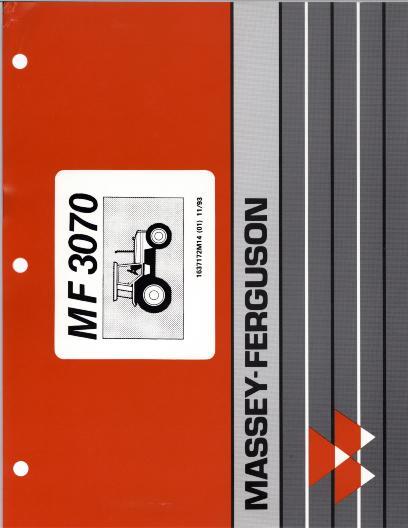 AGCO 3070 Tractor Parts Book 1637172M14 Multiple