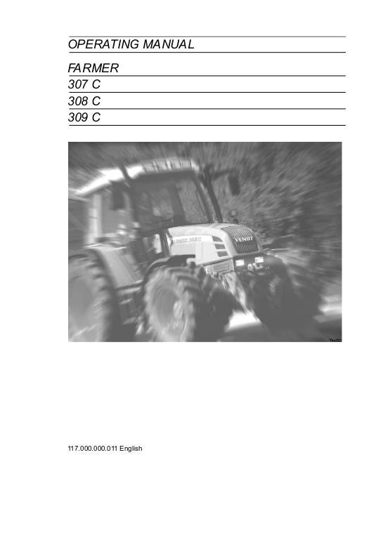 AGCO 307C 308C 309C Farmer Tractor Operator Manual 72426781 English