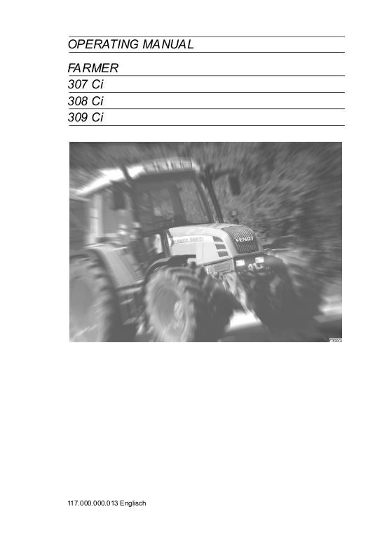 AGCO 307Ci 308Ci 309Ci Farmer Tractor Operator Manual 72436035 English