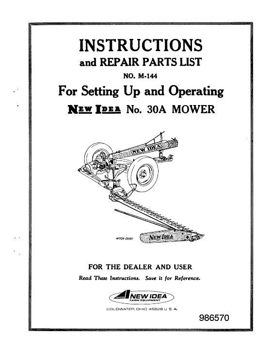 AGCO 30A Mower Operator Manual 986570 English