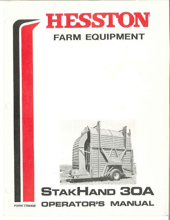 AGCO 30A SH30A StakHand (eff sn 7000) (1977) Operator Manual 7784408 English