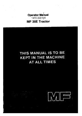 AGCO 30E TL TBL Tractor Operator Manual 1472223M4 English