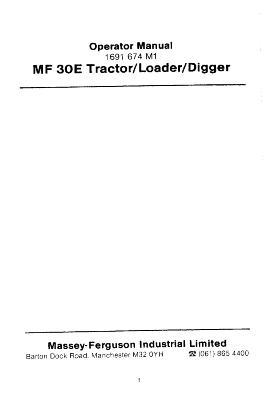 AGCO 30E Tractor TL TBL (I R, M S built in Coventry UK) Operator Manual 1691674M1 English