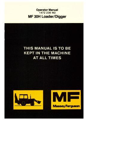 AGCO 30H Loader Digger Utility Tractor Operator Manual 1472236M2 English