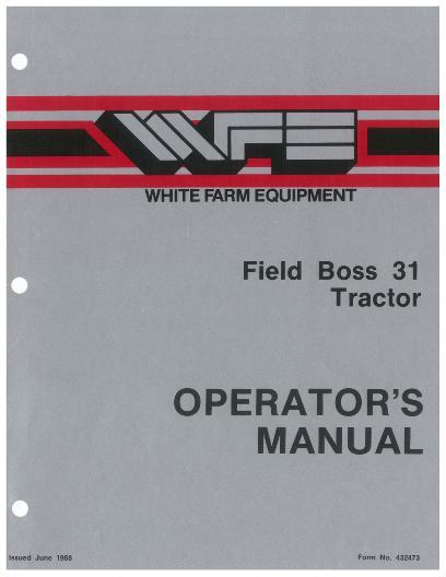 AGCO 31 Tractor (Field Boss) Operator Manual 432473 English