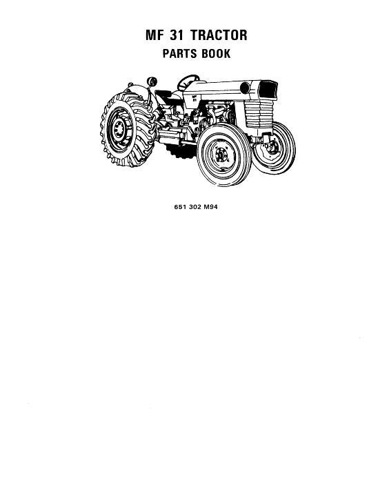 AGCO 31 Utility Tractor Parts Book 651302M94 English