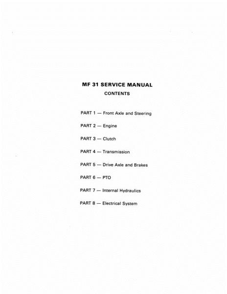 AGCO 31 Utility Tractor (packet) Service Manual 1448838M2 English