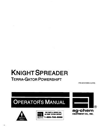 AGCO 3104 TerraGator Knight Spreader Box (system, 2006-2007) Operator Manual AG121692 English