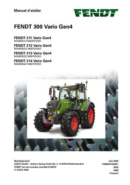 AGCO 311 312 313 314 Gen4 Tractor (packet) Service Manual 72660952 French