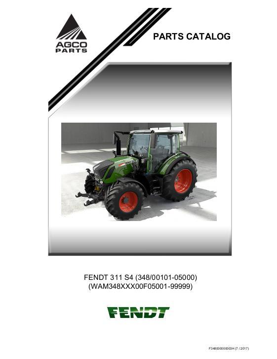 AGCO 311 Tractor (S4, serial prefix 348) Parts Book F348000H English