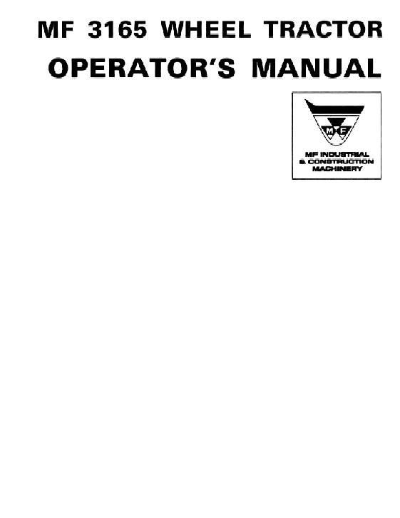 AGCO 3165 Utility Tractor Operator Manual 690685M1 English