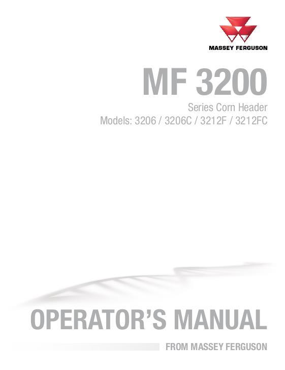AGCO 3206 3212 Corn Head Operator Manual 79037201A English