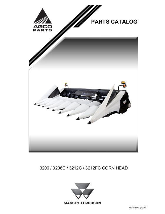 AGCO 3206 3212 Corn Head Parts Book 652124NAA English