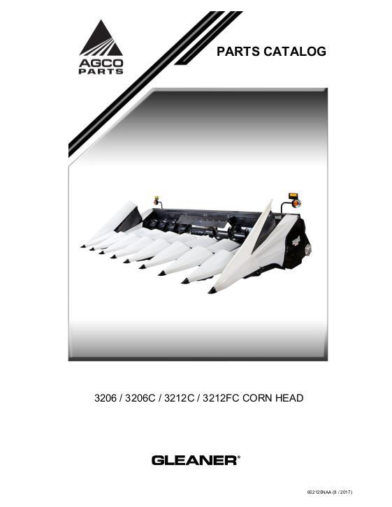 AGCO 3206 3212 Corn Head Parts Book 652125NAA English