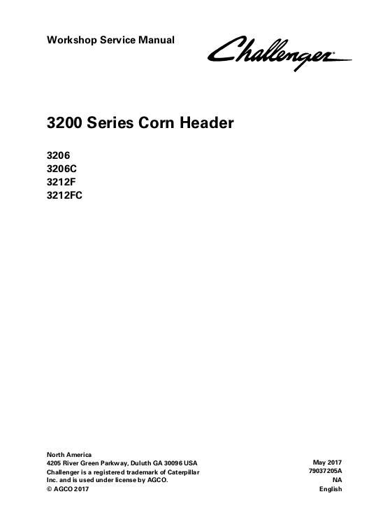 AGCO 3206 3212 Corn Head Service Manual 79037205A English