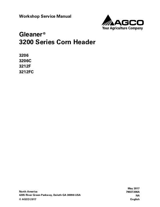 AGCO 3206 3212 Corn Head Service Manual 79037206A English