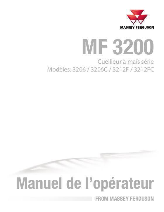 AGCO 3206 3212 Corn Header Operator Manual 79037356A French