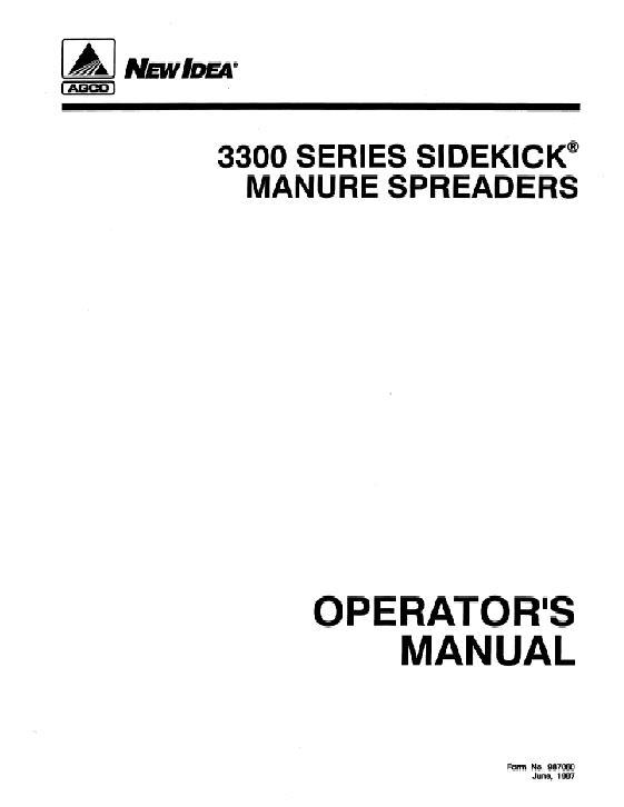 AGCO 3214 3222 3229 3314 3322 3329 Sidekick Manure Spreader Operator Manual 987060 English
