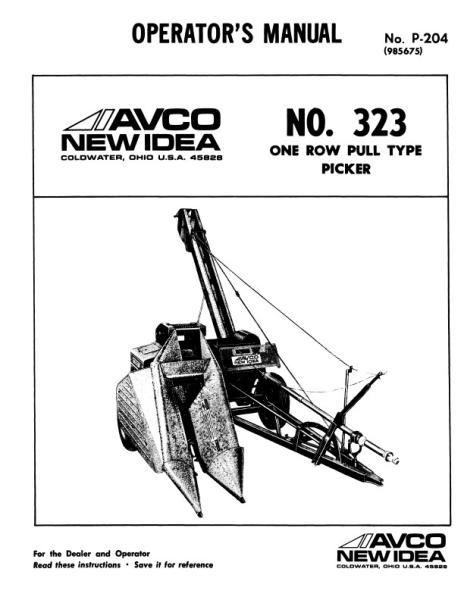 AGCO 323 Picker (1 row) Operator Manual 985675 English