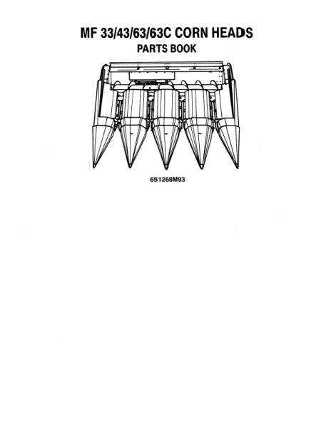 AGCO 33 43 63 63C Corn Head Parts Book 651268M93 English
