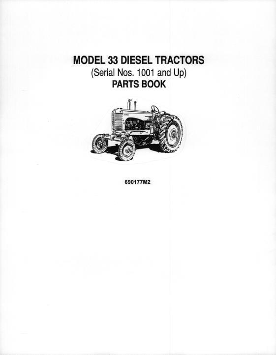 AGCO 33 Tractor (diesel, with PSB injection pump) Parts Book 690177M2 English