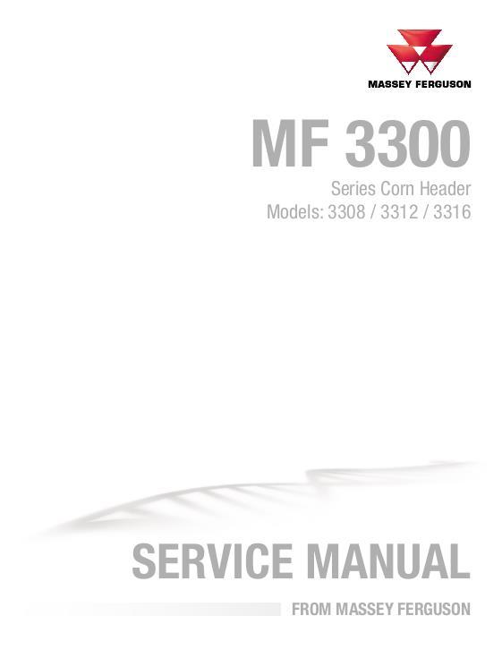 AGCO 3308 3312 3316 Corn Head Service Manual 4283583M3 English