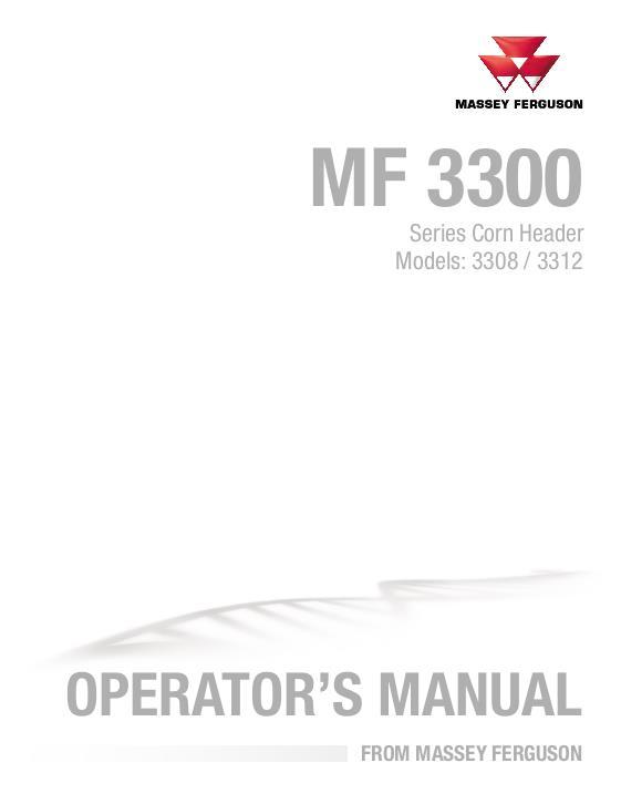AGCO 3308 3312 Corn Head Operator Manual 71465616G English 1 AGCO 3308 3312 Corn Head Operator Manual 71465616G English