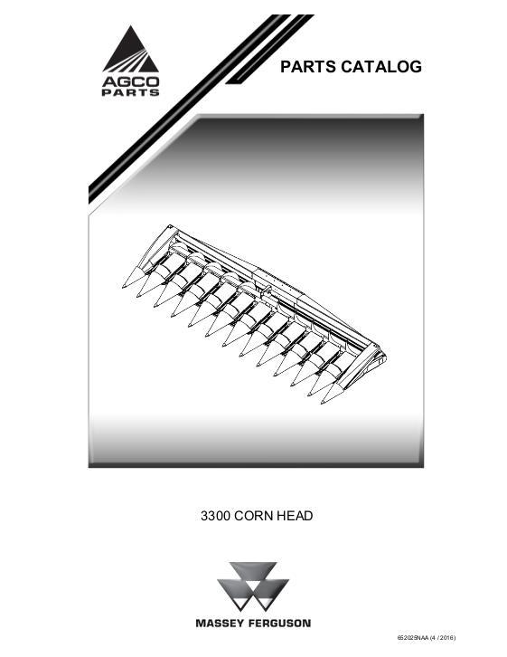 AGCO 3308 3312 Corn Head Parts Book 652025NAA English