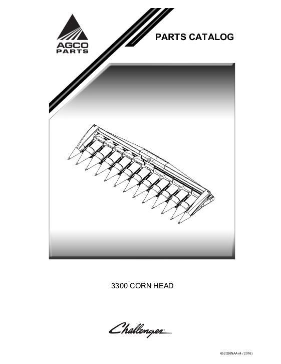 AGCO 3308 3312 Corn Head Parts Book 652026NAA English