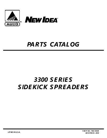 AGCO 3314 3322 3329 Sidekick Manure Spreader Parts Book 79017389B English