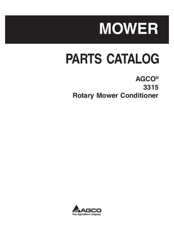 AGCO 3315 Mower Conditioner (roller) Parts Book 700730239B English