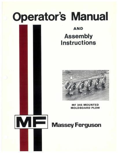 AGCO 345 Moldboard Plow (mounted) Operator Manual 1448333M2 English 1 AGCO 345 Moldboard Plow (mounted) Operator Manual 1448333M2 English