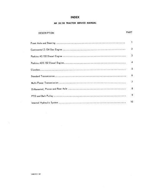 AGCO 35 50 Ag Tractor (also F40 TO35 MH50) (packet) Service Manual 1448811M1 English