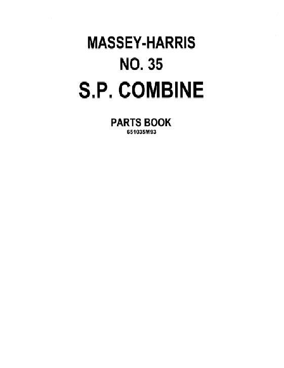 AGCO 35 Self Propelled Combine Parts Book 651035M93 English
