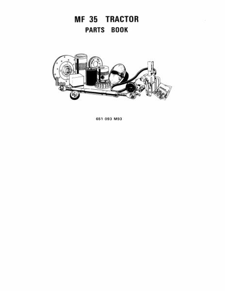 AGCO 35 Tractor (gas & diesel, US & Canada) Parts Book 651093M93 English