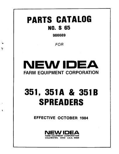 AGCO 351 351A 351B Manure Spreader Parts Book 986669 English