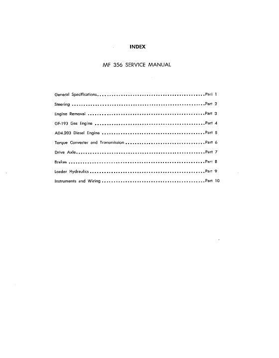 AGCO 356 Industrial Wheel Loader (packet) Service Manual 1448803M1 English