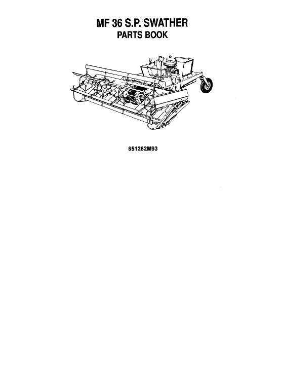 AGCO 36 Swather (with model 44 hay conditioner) Parts Book 651262M93 English