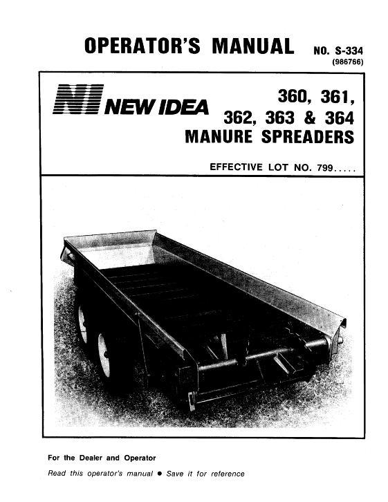 AGCO 360 361 362 363 364 Manure Spreader Operator Manual 986766 English 1 AGCO 360 361 362 363 364 Manure Spreader Operator Manual 986766 English