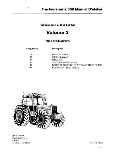 AGCO 360 362 365 375 390 398 Tractor (packet) Service Manual 1856559M8 French
