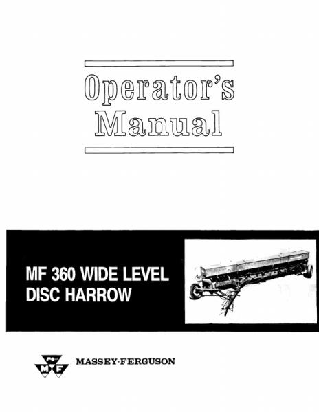 AGCO 360 Disc Harrow (wide level) Operator Manual 1448381M4 English 1 AGCO 360 Disc Harrow (wide level) Operator Manual 1448381M4 English
