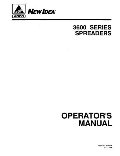 AGCO 3600 Series Manure Spreader Operator Manual 987026A English